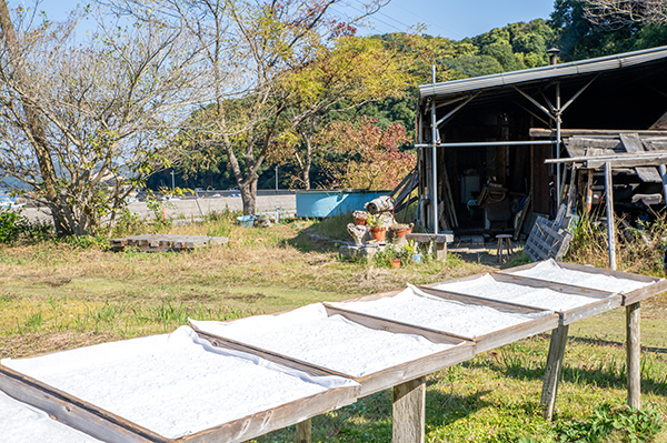 脱水した後に天日干し